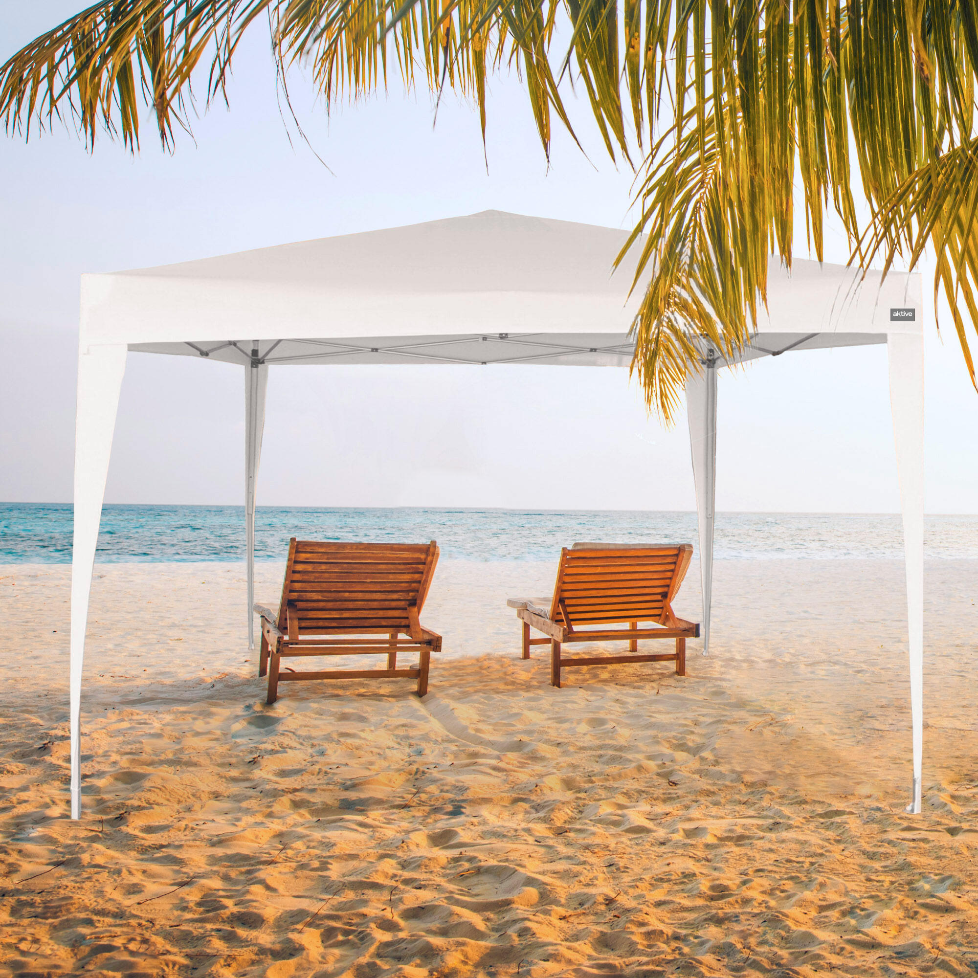 gazebo-da-spiaggia-decathlon-769xro-1.jpg Gazebo pieghevole e regolabile in altezza 300x300x240/250 cm bianco Aktive - immagine 1