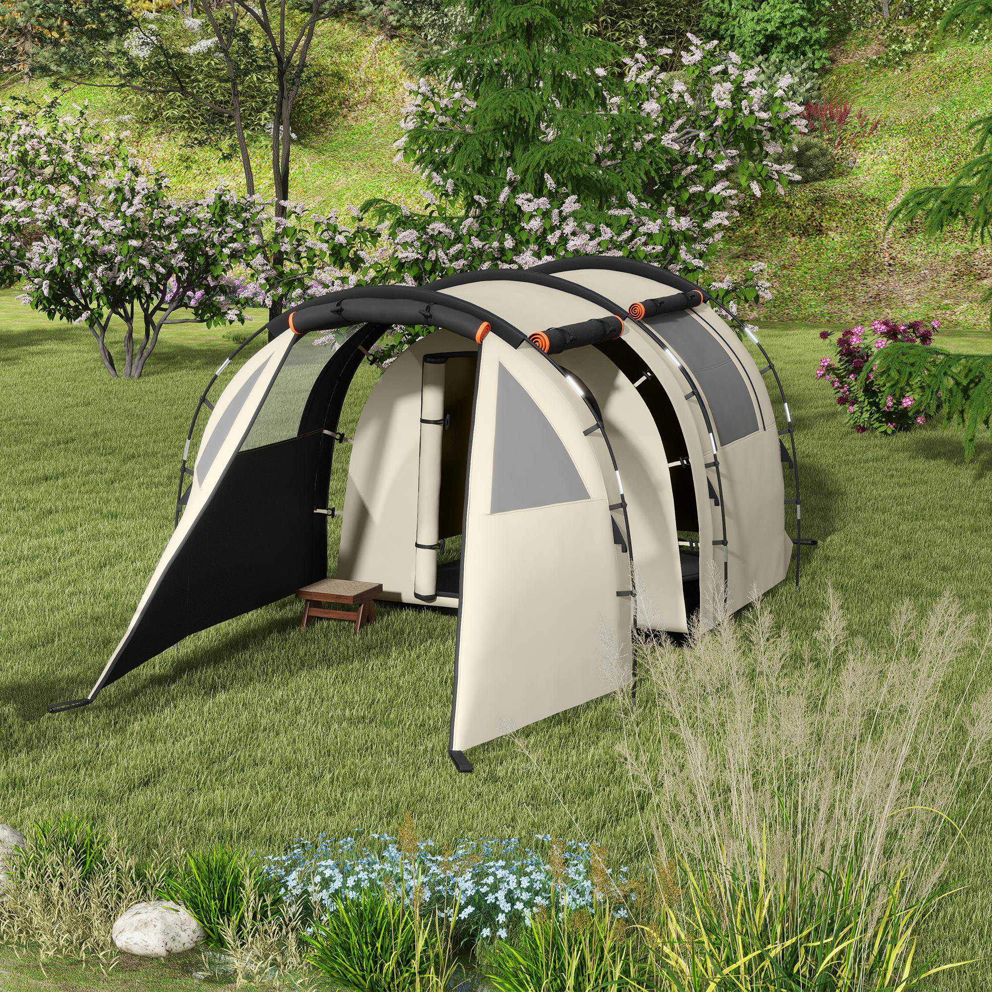 outsunny-tenda-da-campeggio-190slb-1.jpg Outsunny Tenda da Campeggio 4 5 Persone con Copertura Oscurante, Impermeabile con Borsa di Trasporto, Kaki | Leroy Merlin - immagine 1