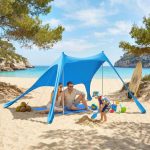 Outsunny Tenda Spiaggia 2 4 Persone con Tappetino e Pala