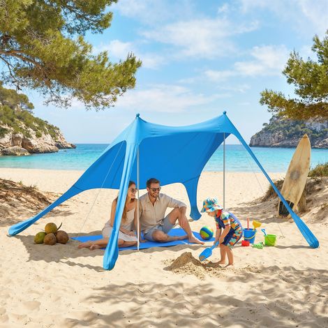 outsunny-tenda-da-campeggio-320tfb-1.jpg Outsunny Tenda Spiaggia 2 4 Persone con Tappetino e Pala - immagine 1