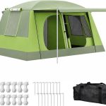 Outsunny Tenda da Campeggio a Tunnel per 4 Persone 405x305x225cm Verde | 2 Stanze, Tenda Campeggio Familiare, Impermeabile 3000mm, con Porta, Finestre Laterali, Tasche : Amazon.it: Sport e tempo libero