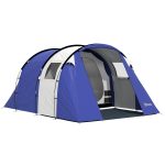 Tenda da campeggio per 4 persone. 2 camere da letto. Impermeabile fino a 3000 mm. Include telo di base e borsa per il trasporto. 420x300x200 cm.
