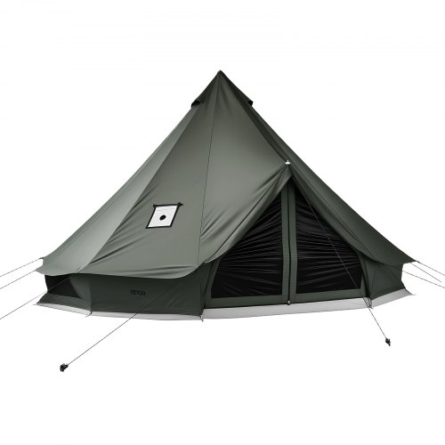 tenda-4-stagioni-434qkz-1.jpg VEVOR Tenda a Campana in Tela 4 Stagioni 5 m per Campeggio, Tenda a Yurta con Presa Stufa, Tela Traspirante, Max 7 Persone, con Pavimento Staccabile ... - immagine 1