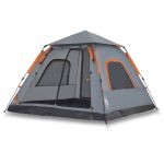 Tenda igloo 5 posti apertura rapida grigio/arancione COMFORTXL