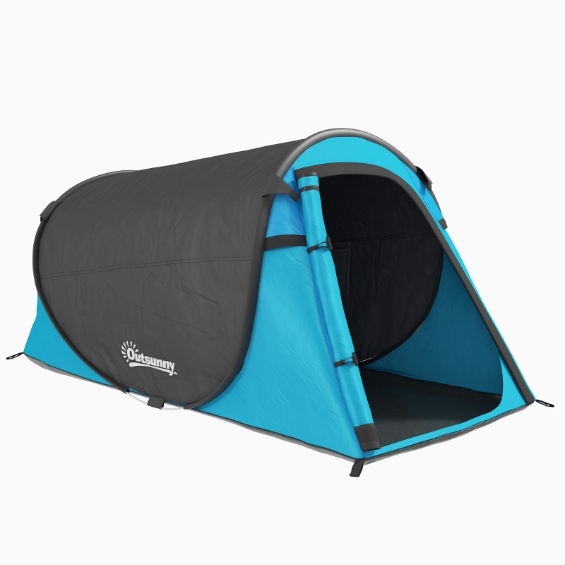 tenda-automatica-288xfl-1.jpg Outsunny Tenda da Campeggio a Cupola con 2 Finestre e Design Pop Up a Igloo, 220x108x110 cm, Blu - immagine 1