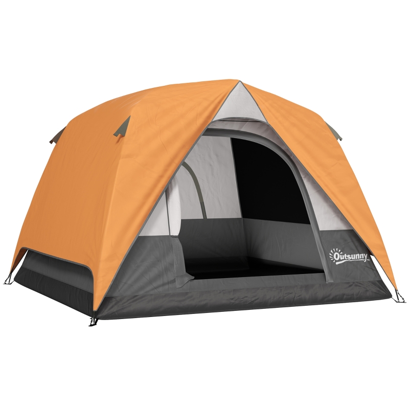 tenda-campeggio-3-posti-217tne-1.jpg Outsunny Tenda Campeggio 3 Posti Impermeabile 2x2x1.35m Arancione | Aosom Italy - immagine 1