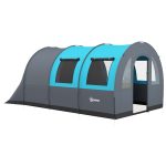 Tenda da campeggio 3 posti impermeabile con zona notte e giorno, in poliestere, 480x260x200 cm, grigio e blu Toys Center