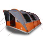 Tenda da Campeggio | Tenda per outdoor a Tunnel per 5 Persone Grigio e Arancione CFW310778