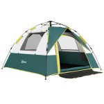 Outsunny Tenda da Campeggio 2 Posti con Apertura Automatica, Tasche Interne e Tappetino, 205x195x135 cm, Verde Oliva