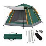 Tenda da campeggio automatica per 3 4 persone con veranda, montaggio rapido, protezione UV UPF 50+, 155 x 240 x 240 cm verde, Relaxdays