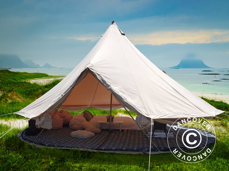 tenda-da-glamping-902ctp-1.jpg Tenda a campana per glamping, TentZing®, 5x5m, 6 Persone, Sabbia - immagine 1