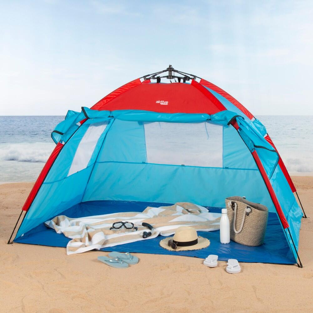 tenda-da-mare-decathlon-410lnl-1.jpg Aktive Tenda da vento e da spiaggia per 4 persone, pavimento, porta e finestre - immagine 1