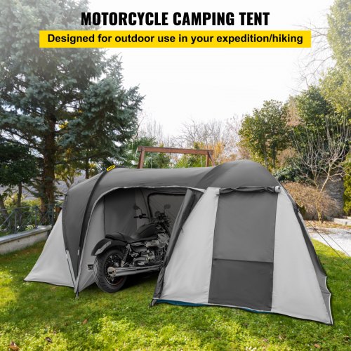 tenda-da-moto-911zqx-1.jpg VEVOR Tenda da Campeggio con Garage Moto 480x245x185 cm Poliestere Impermeabile - immagine 1