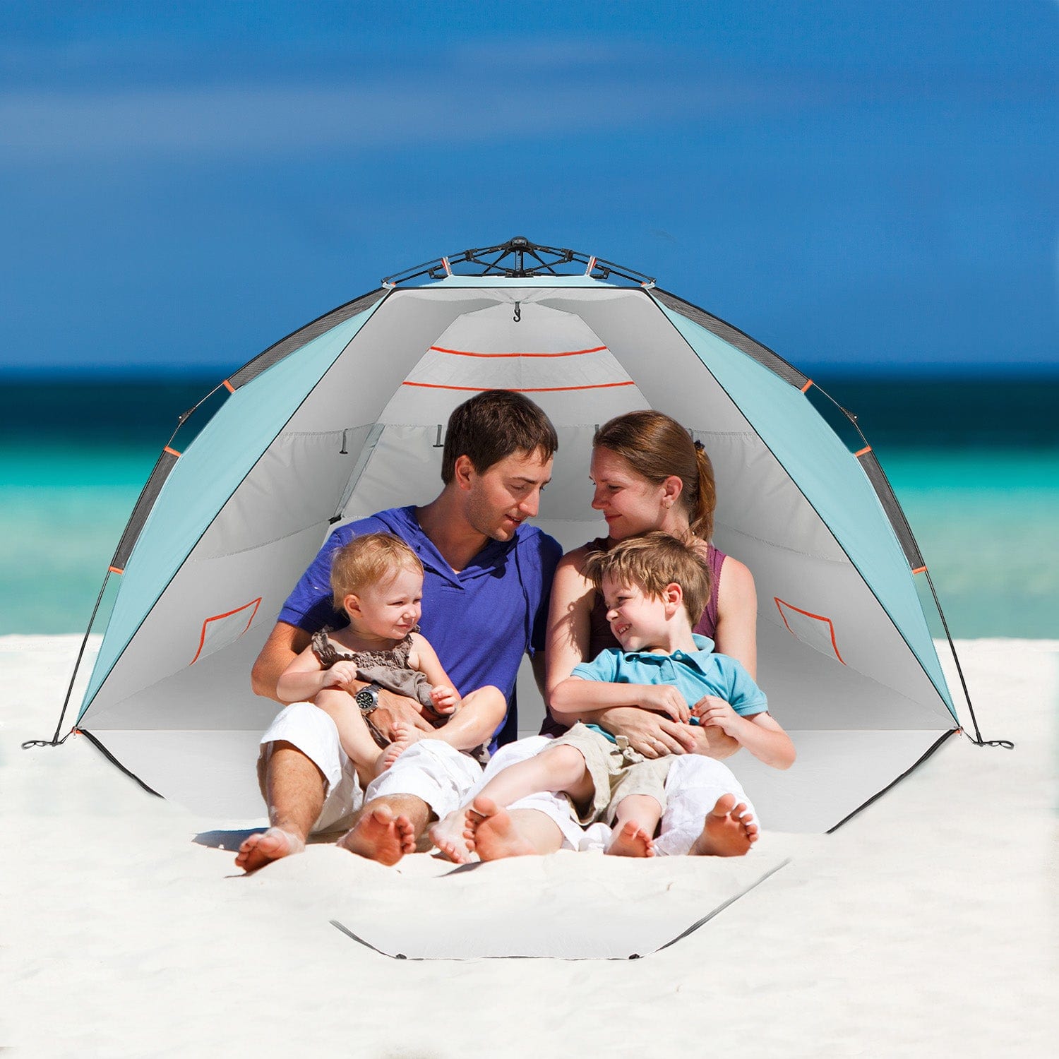 tenda-da-sole-spiaggia-650bmk-1.jpg 3 4 Person Luxury Beach Tent with UPF 50+ Rated Sun Protection - immagine 1