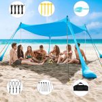 Tenda Parasole da Spiaggia – Telo Campeggio Portatile – 4 Pali in Alluminio – Protezione UV – Riparo Solare da Esterno – (300 x 300 x 200 cm)