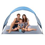 VEVOR Tenda da Spiaggia Antivento per Mare per 3 Persone Portatile con Borsa per il Trasporto e Picchetti, Ombrellone da Spiaggia Leggero e Compatto per Campeggio, Pesca, Picnic, Vacanza al Mare |