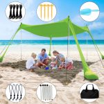 Tenda parasole Tenda da spiaggia con protezione UV 200 x 210 x 200 cm Tenda portatile con palo in lega di alluminio Verde