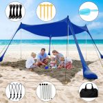 Tenda da spiaggia Tenda da spiaggia con protezione UV Dimensioni: 200 x 210 x 200 cm, telaio in lega di alluminio Facile da montare Blu scuro