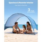 VEVOR Tenda da Spiaggia Antivento per Mare per 3 Persone Portatile con Borsa per il Trasporto e Picchetti, Ombrellone da Spiaggia Leggero e Compatto ...