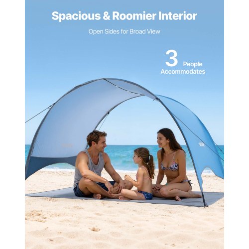 tenda-da-spiaggia-antivento-466iua-1.jpg VEVOR Tenda da Spiaggia Antivento per Mare per 3 Persone Portatile con Borsa per il Trasporto e Picchetti, Ombrellone da Spiaggia Leggero e Compatto ... - immagine 1