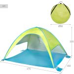 Paravento da spiaggia pieghevole a scomparsa, 175x150x105 cm, protezione UV50