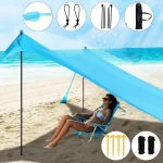 Tende da spiaggia per la protezione solare in * * * pale da sabbia * corde antivento e sacche per riporle per * all'* e pesca