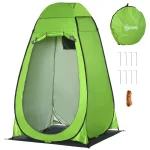Tenda Doccia da Campeggio Spiaggia ed Esterni con Porta a Cerniera Borsa per Trasporto Tasca Portaoggetti e Gancio 126x124x189cm Verde 258GNA20