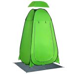 Outsunny Tenda Doccia da Campeggio Spiaggia ed Esterni con Porta a Cerniera, Borsa per Trasporto, Tasca Portaoggetti e Gancio, 126x124x189cm, Verde Impermeabile Lampada | AOSOM.it