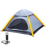 Tenda gonfiabile UV50 per 2 persone, 210x210x135 cm, con pali, colore grigio.