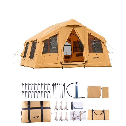tenda-gonfiabile-4-posti-003qrg-1.jpg VEVOR Tende Gonfiabili per Campeggio, Tenda Gonfiabile per 8 12 Persone, Tenda Glamping per 4 Stagioni con Pompa, 2 Lucernari, Baldacchino, Presa ... - immagine 1