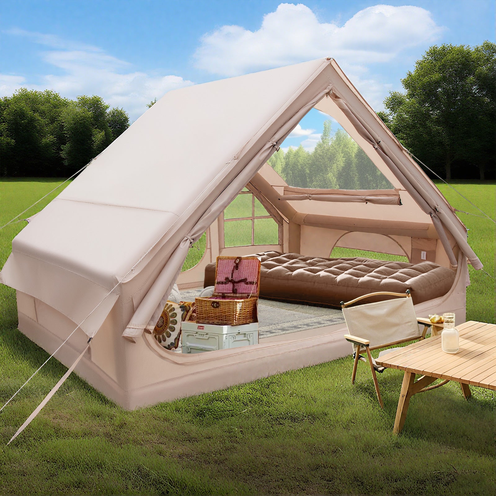 tenda-gonfiabile-4-posti-041ksk-1.jpg Tenda da Campeggio Gonfiabile, Tenda Gonfiabile Impermeabile per 4 6 Persone con Pompa, Finestre in Rete, 2 Porte e borsa da Trasporto, per Campeggio | Leroy Merlin - immagine 1