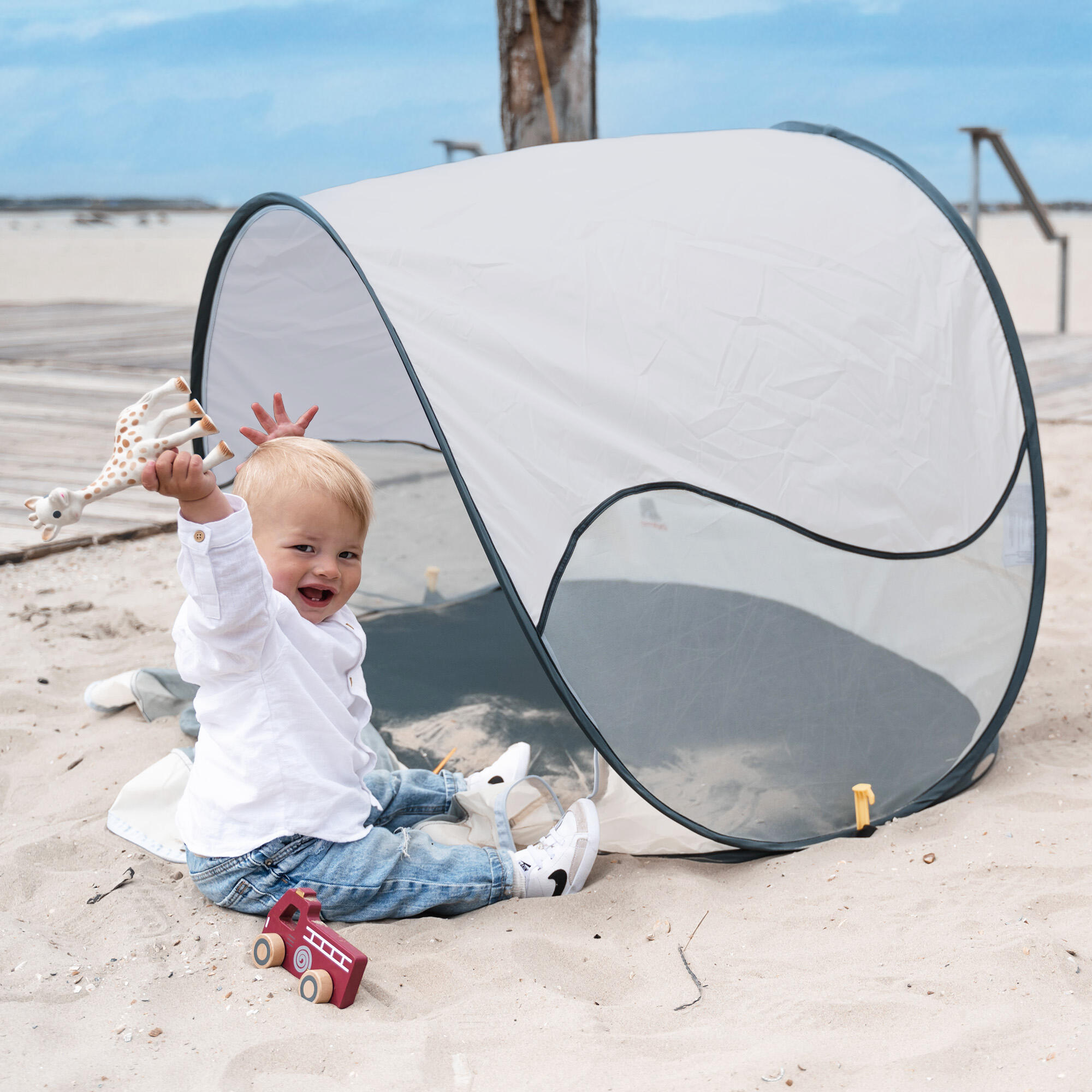 tenda-parasole-decathlon-470sbc-1.jpg Tenda da spiaggia Pop Up di Lusso Leggera Protezione UV 50+ Crema - immagine 1