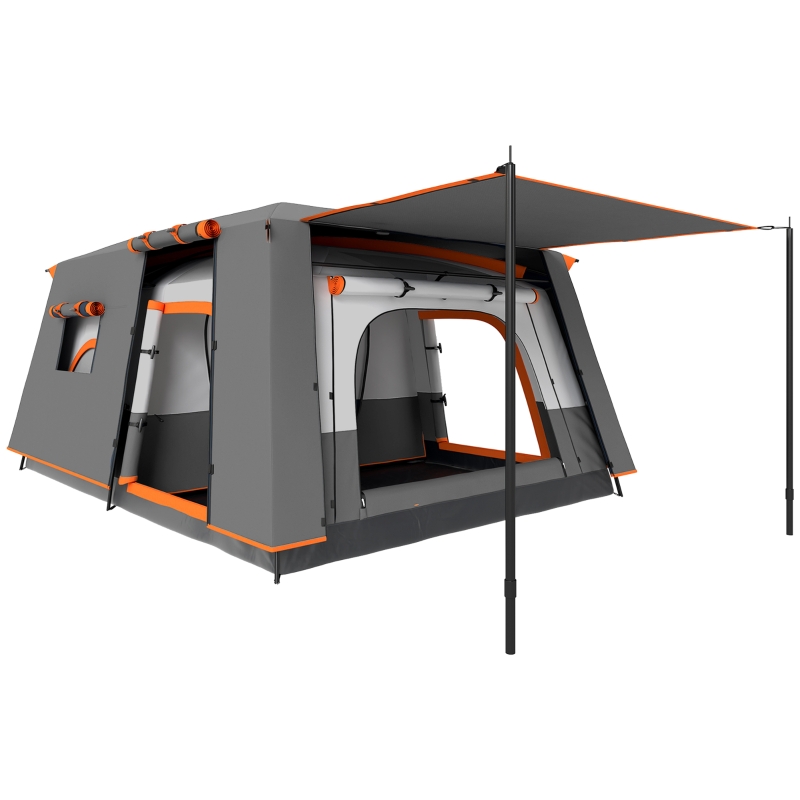 tenda-per-4-persone-604ggg-1.jpg Outsunny Tenda da Campeggio 4 6 Posti 2 Stanze e Veranda Grigio | Aosom Italy - immagine 1