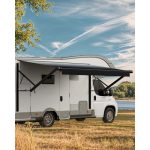 VEVOR Tenda da Sole di Ricambio Impermeabile in Vinile per Camper, Tenda da Sole Retrattile Modulare con Telaio in Lega di Alluminio, Nero Sfumato, ...