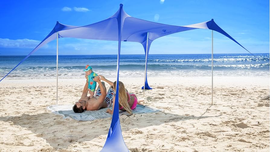 tenda-sole-spiaggia-961wop-1.jpg SUN NINJA Tenda da Spiaggia Portatile Tenda da Sole per Mare Parasole Pop Up Grande per Campeggio e Picnic Protezione UV UPF 50+ Borsa e ... - immagine 1
