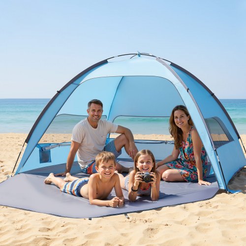tenda-sole-spiaggia-969eel-1.jpg VEVOR Tenda da Spiaggia Parasole per Mare per 4 Persone, Tenda da Sole Portatile con Borsa per il Trasporto e Ancoraggi a Terra, Ombrellone da ... - immagine 1