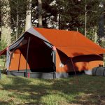 vidaXL Tenda da Campeggio 2 Persone Grigio e Arancione Impermeabile