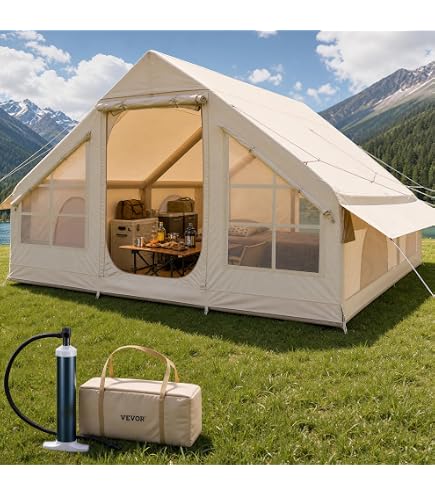 tende-da-campeggio-amazon-701gjd-1.jpg TentHome Tenda da Campeggio 6 8 Posti Gonfiabile Famiglia, Tenda Luxury Facile da Montare 4 stagioni, Glamping con Stufa, Due Stanze, Impermeabile, 600D Oxford, alta 250 cm, Verde (Verde) : Amazon.it: Sport e tempo libero - immagine 1
