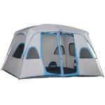 Outsunny Tenda da Campeggio 4 8 Posti con 2 Stanze e Finestre Anti UV e Impermeabile, Grigia | Aosom Italy