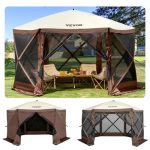 VEVOR Tenda Riparo da Campeggio Pop Up, Parasole a 6 Lati con Finestre in Rete, Borsa da Trasporto Portatile, Picchetti da Terra, Tende di Grandi ...