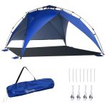 Outsunny Tenda da Spiaggia Pop Up per 4 6 Persone con Protezione UV, Borsa di Trasporto, 247x247x145cm, Blu