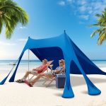 Costway Tettoia parasole da spiaggia 3x3m con 8 sacchi di sabbia 3 palette, Tendone portatile con borsa per trasporto Blu | FAVI.it
